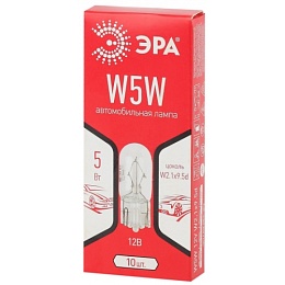 ЭРА W5W 12V W2,1x9.5d автолампа (лампа габарит. огней, повт. повор., подсветка номер. знака) (10/10)